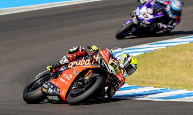 Cara y cruz hoy para Alvaro Bautista que logra la victoria en la carrera corta, mientras en la tercera manga se fue al suelo