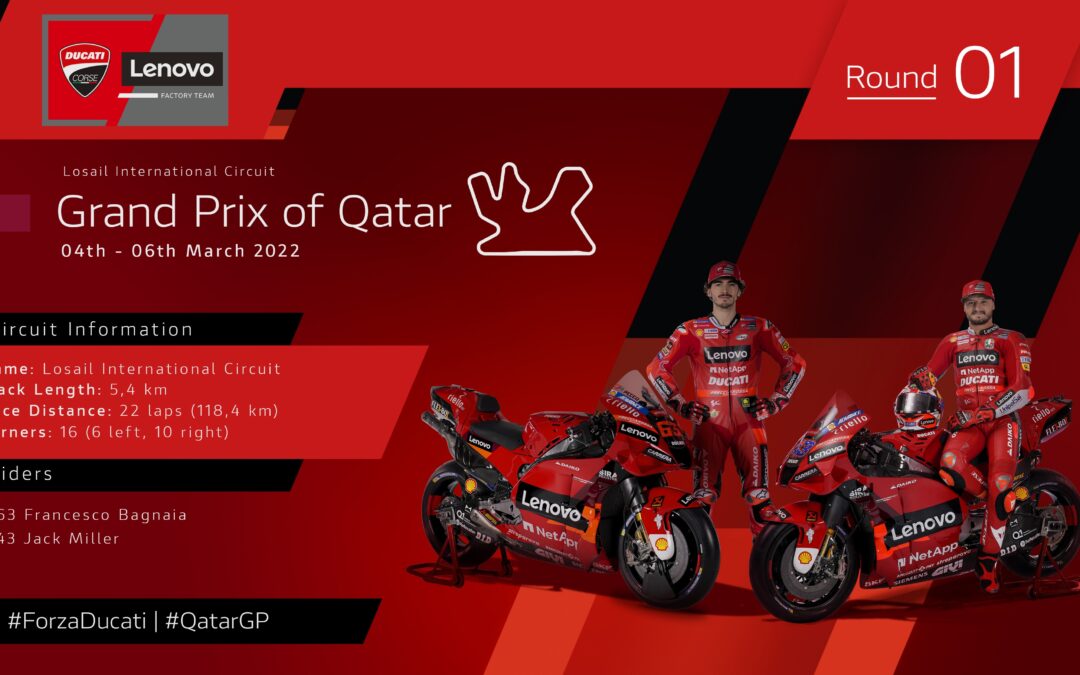 El Ducati Lenovo Team, listo para el Gran Premio inaugural de la temporada 2022 de MotoGP en Qatar
