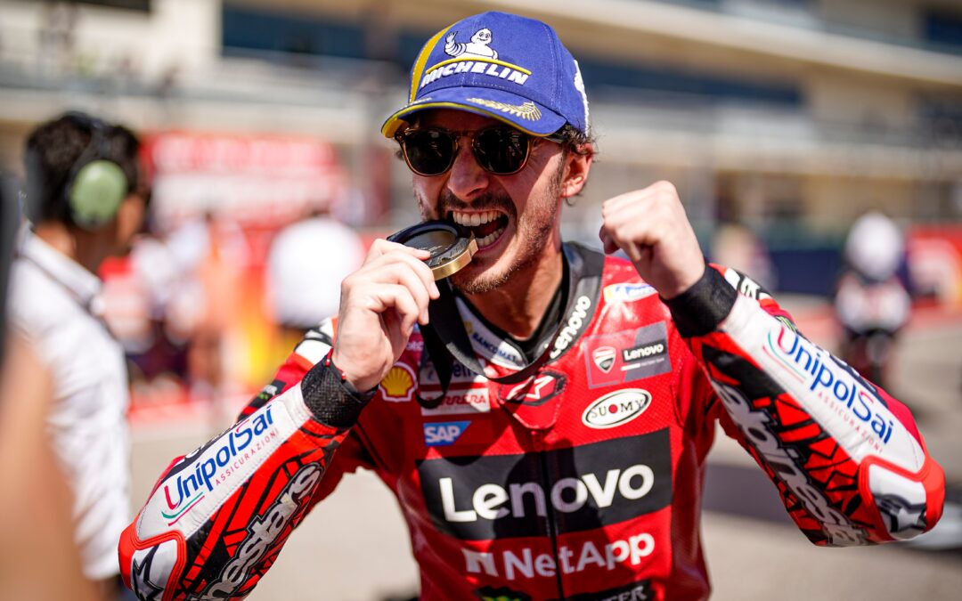 Bagnaia domina el sábado del GP de las Américas en Austin con su primera pole y su segunda victoria Sprint de la temporada. Caída de Pirro