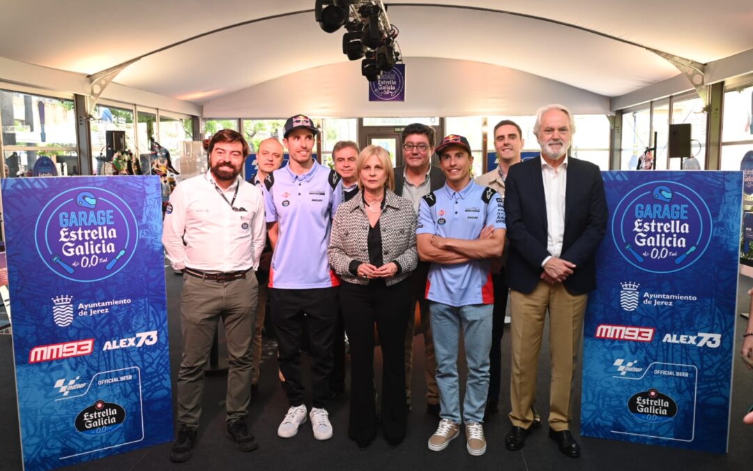 Marc Márquez y Álex Márquez inauguran “Garage Motor – Estrella Galicia” en el centro de Jerez