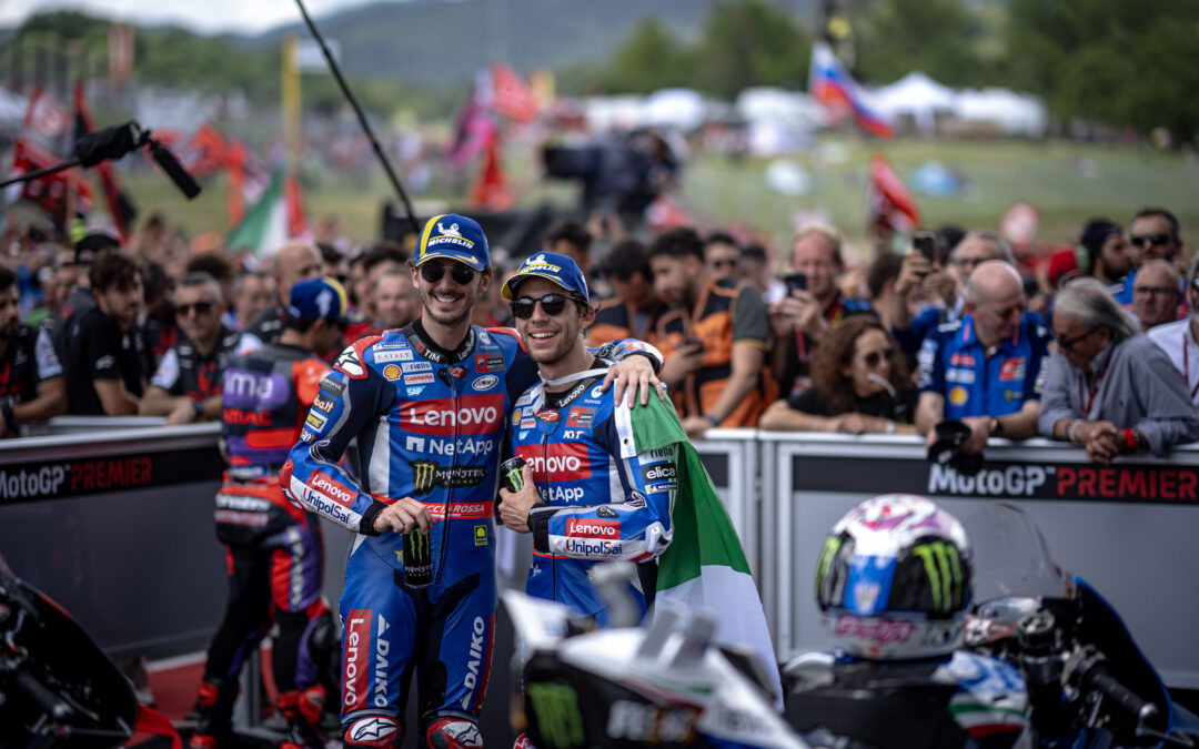 Extraordinario doblete para el Ducati Lenovo Team en Mugello. Victoria de Bagnaia y Bastianini conquista la segunda posición en la última curva