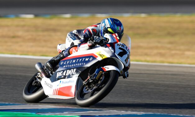 El italiano Guido Pini firma la pole position en JuniorGP, mientras el andaluz Roberto Garcia, partirá primero en la clase European Moto2 Championship