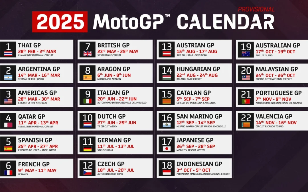 Calendario provisional 2025 de MotoGP™