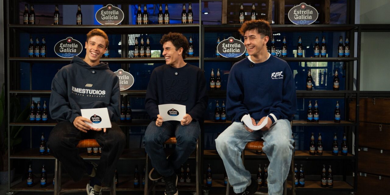 Los embajadores de Estrella Galicia 0,0 Márquez, Moreira y Rueda, de campeones a periodistas