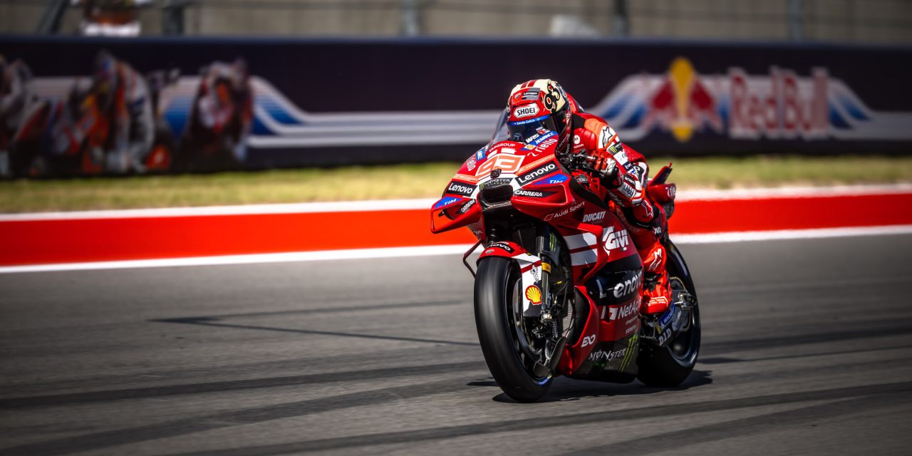 Marc Márquez y el Ducati Lenovo Team mandan en el viernes de COTA. Francesco Bagnaia, octavo