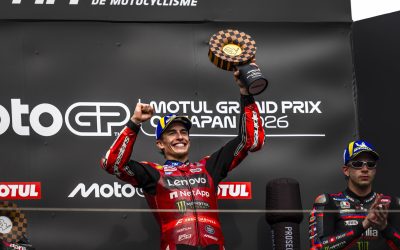Marc Márquez y el Ducati Lenovo Team conquistan el Gran Premio de Japón. Francesco Bagnaia termina octavo